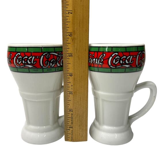 Set of 2 CocaCola Mann Made Mugs Exclusive White Ceramic Coffee Tea Cups Vintage - Picture 8 of 9